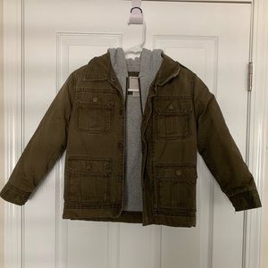 Boy’s lined army green cargo coat.